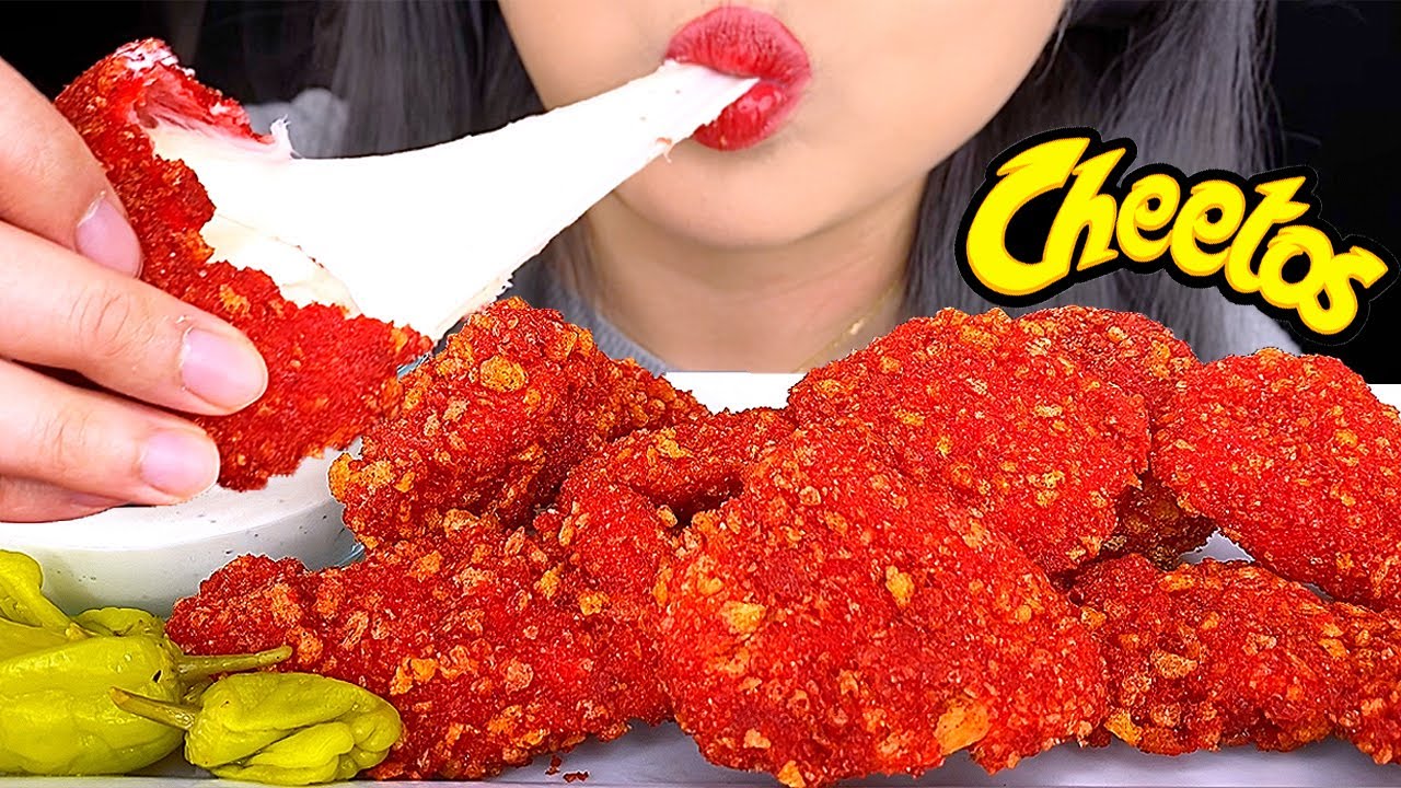 ASMR HOT CHEETOS FRIED CHICKEN & CHEESE BALL Crunchy Eating Sounds (No Talking) ASMR Phan