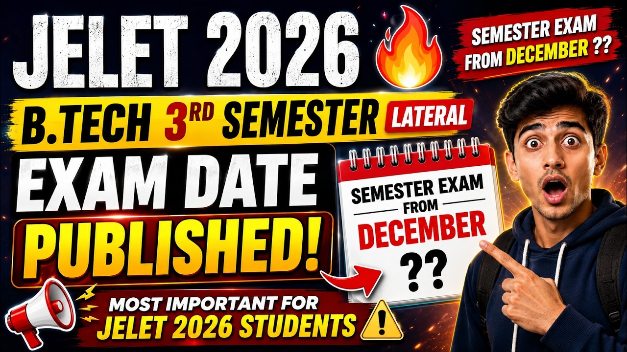 West Bengal Jelet 2026 btech 3rd Semester exam date #jelet2026 #wbjee#decentralizedcounselling#jelet