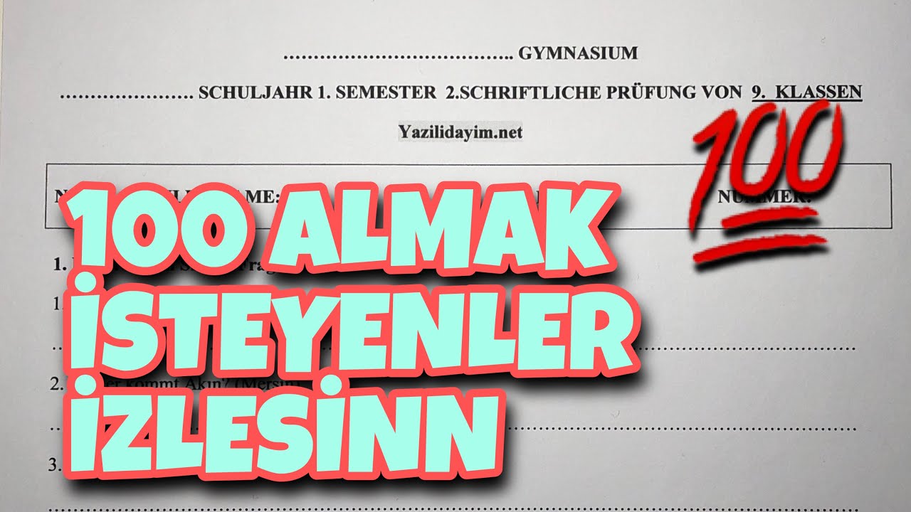 9.Sınıf Almanca 1.Dönem 2.Yazılı