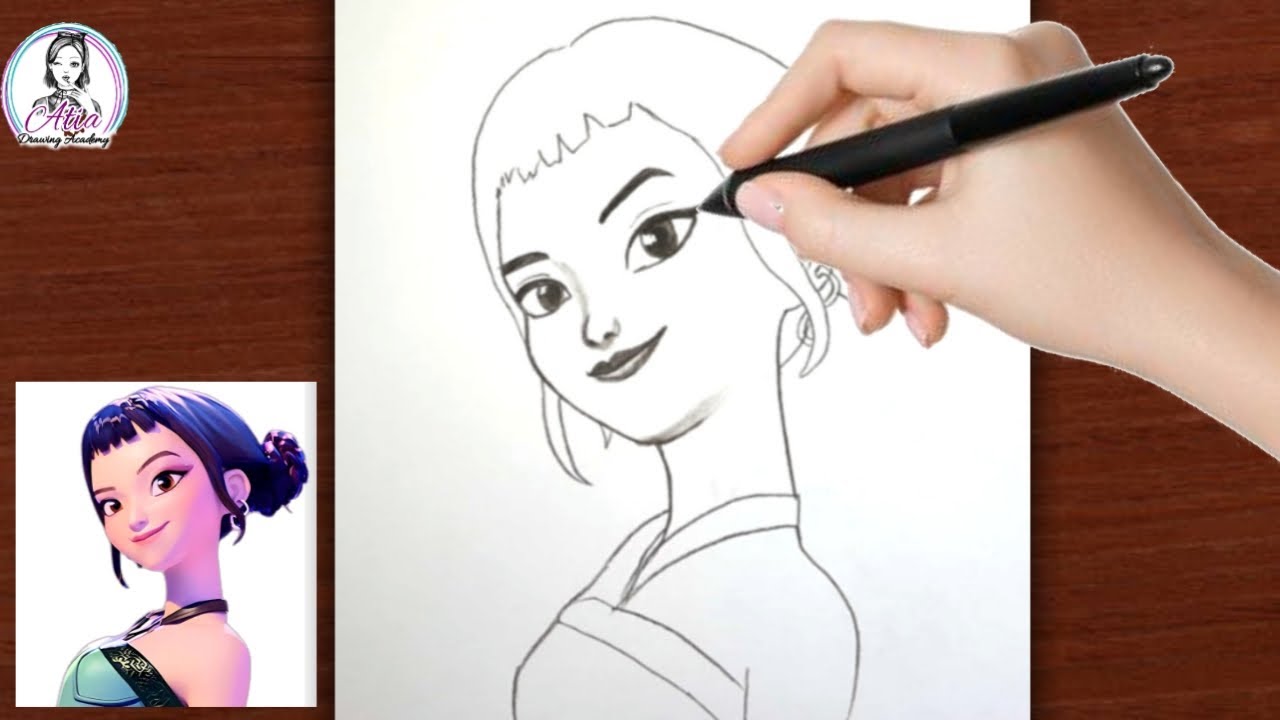 How to Draw Zoey from Kpop Demon Hunters Step by Step | Easy Drawing Tutorial for Beginners