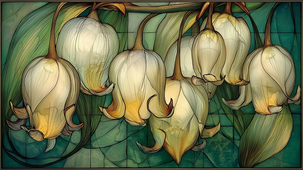 Soft Piano Music | Samsung Frame TV Art | White Tulips Art Nouveau | 4K Ambient Screensaver