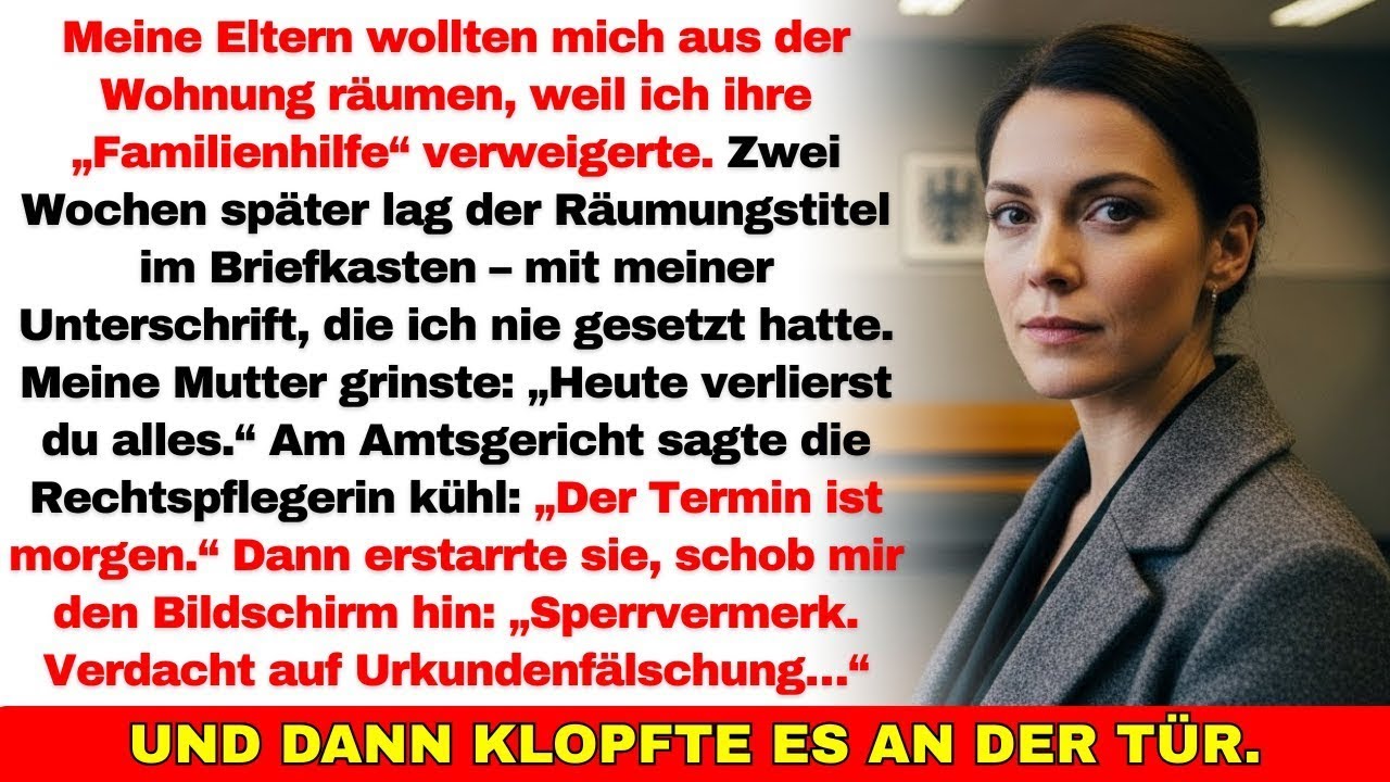 Meine Eltern wollten mich per falscher Unterschrift räumen — bis das Amtsgericht den Titel sperrte…