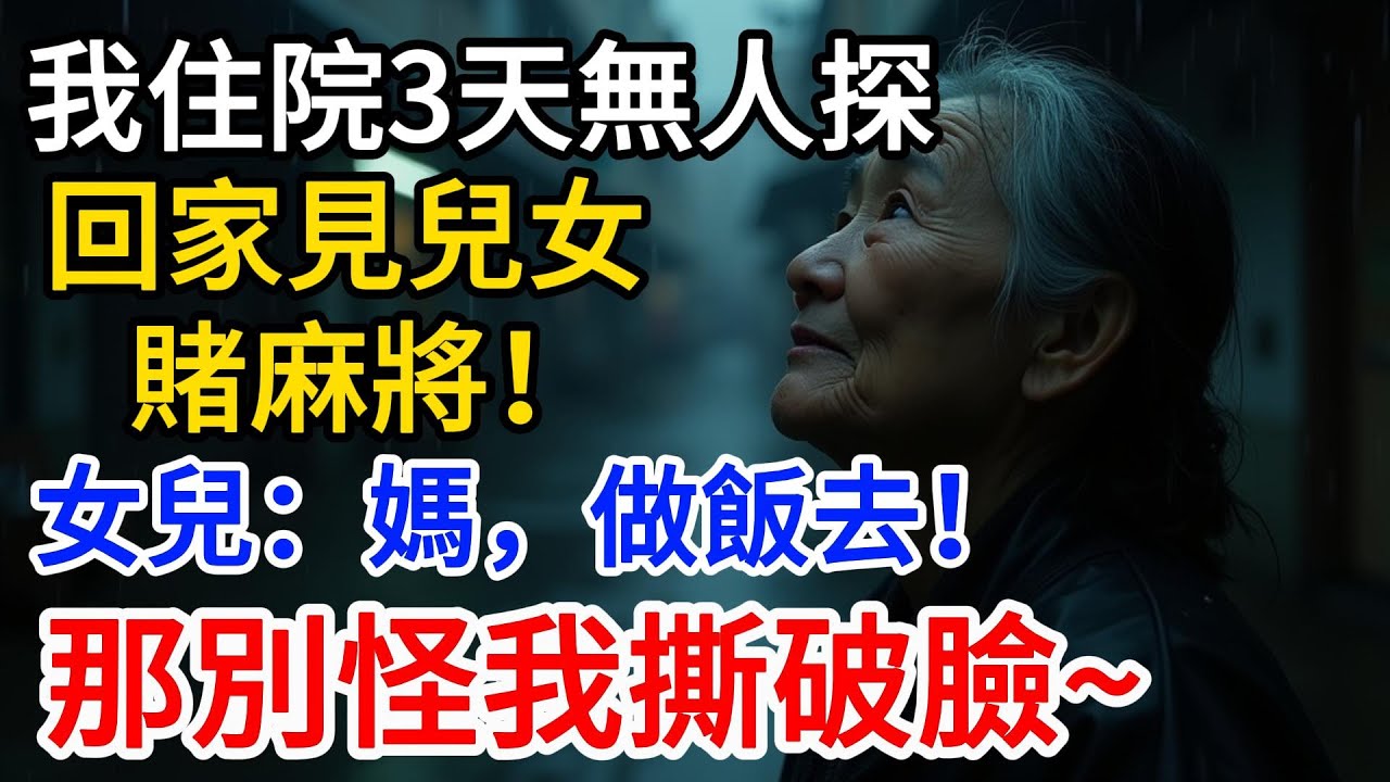 我住院無人探望，回家看見四人圍坐打麻將，女兒 回來了 做飯去 好，既然你們如此無情，那就別怪我撕破臉