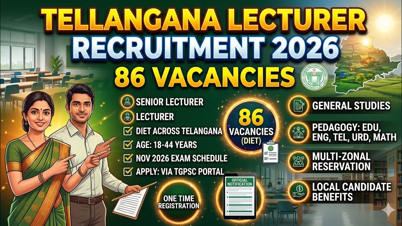 TSPSC Lecturer Recruitment 2026 🔥 | 86 Vacancies | Lecturer & Senior Lecturer Jobs
