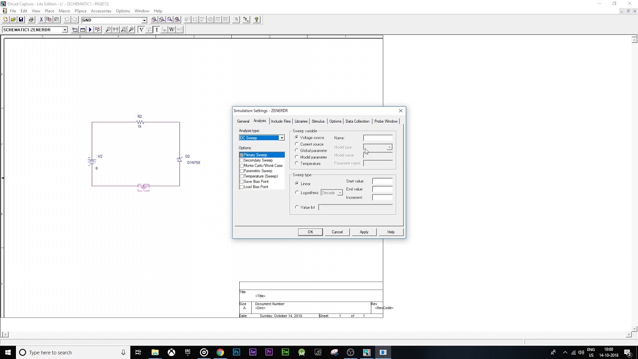 Zener DIode-Reverse Bias-Pspice stimulation