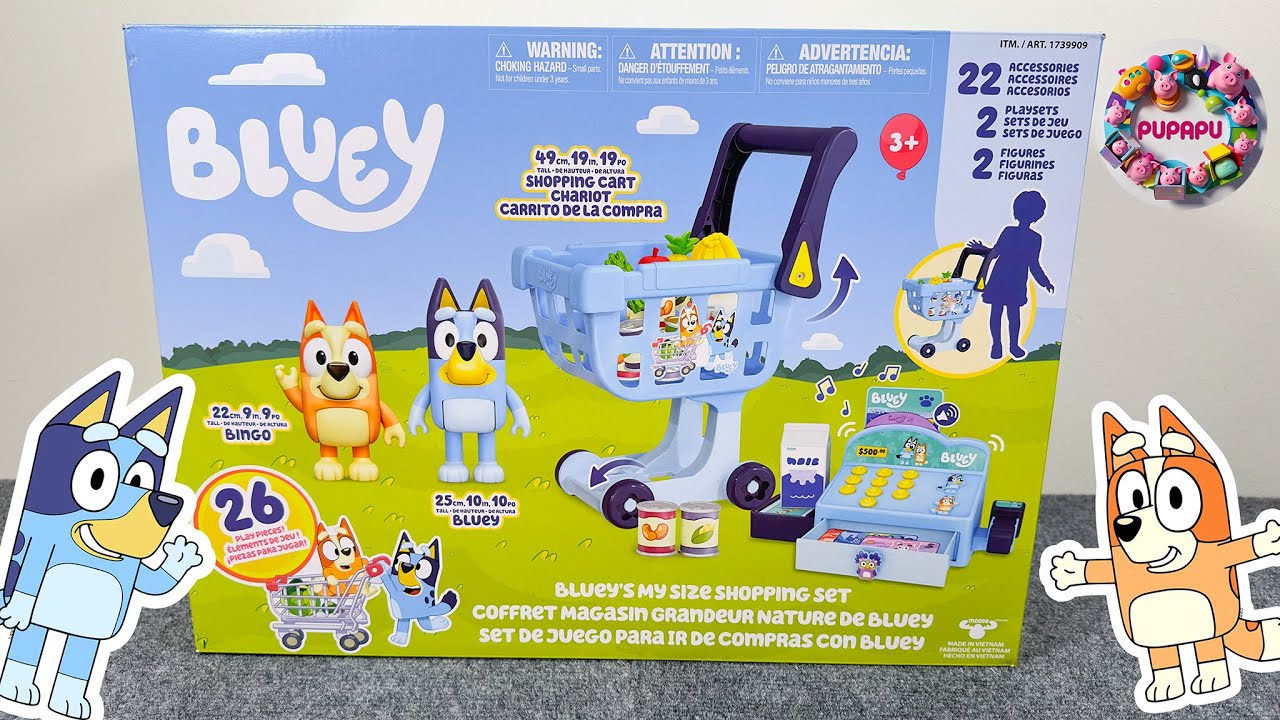 ASMR Unboxing Bluey's Shopping Cart Playset | No Talking Video