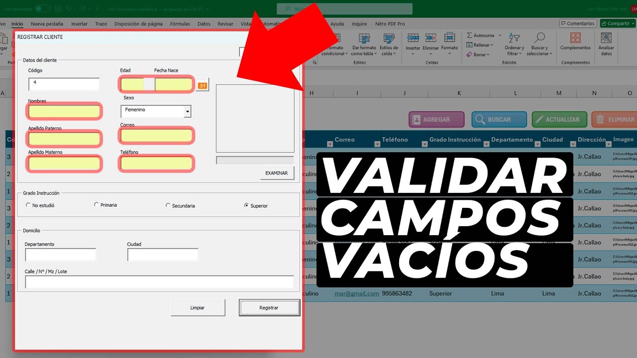 Validar y Cambiar de Color a CAMPOS VACÍOS En Formularios VBA (llenar Campos Obligatorios)