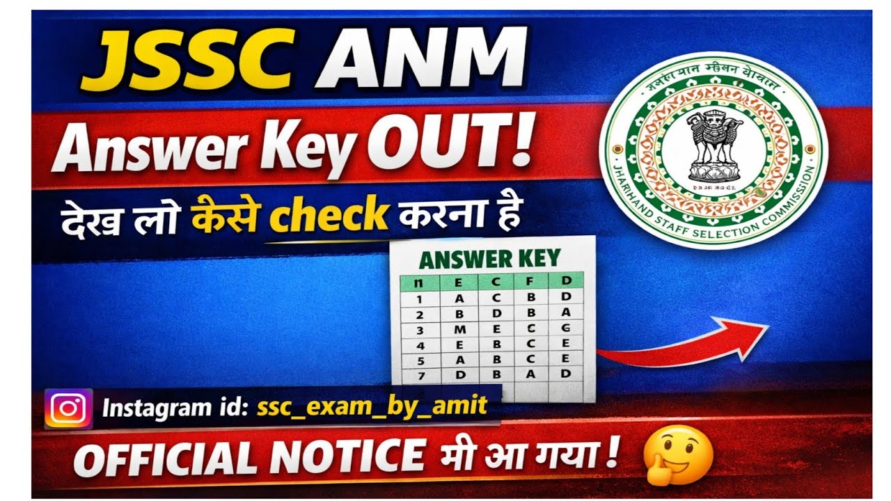 jssc anm answer key 2026 || jssc anm result || jssc anm cut off | jssc madhyamic acharya answer key 