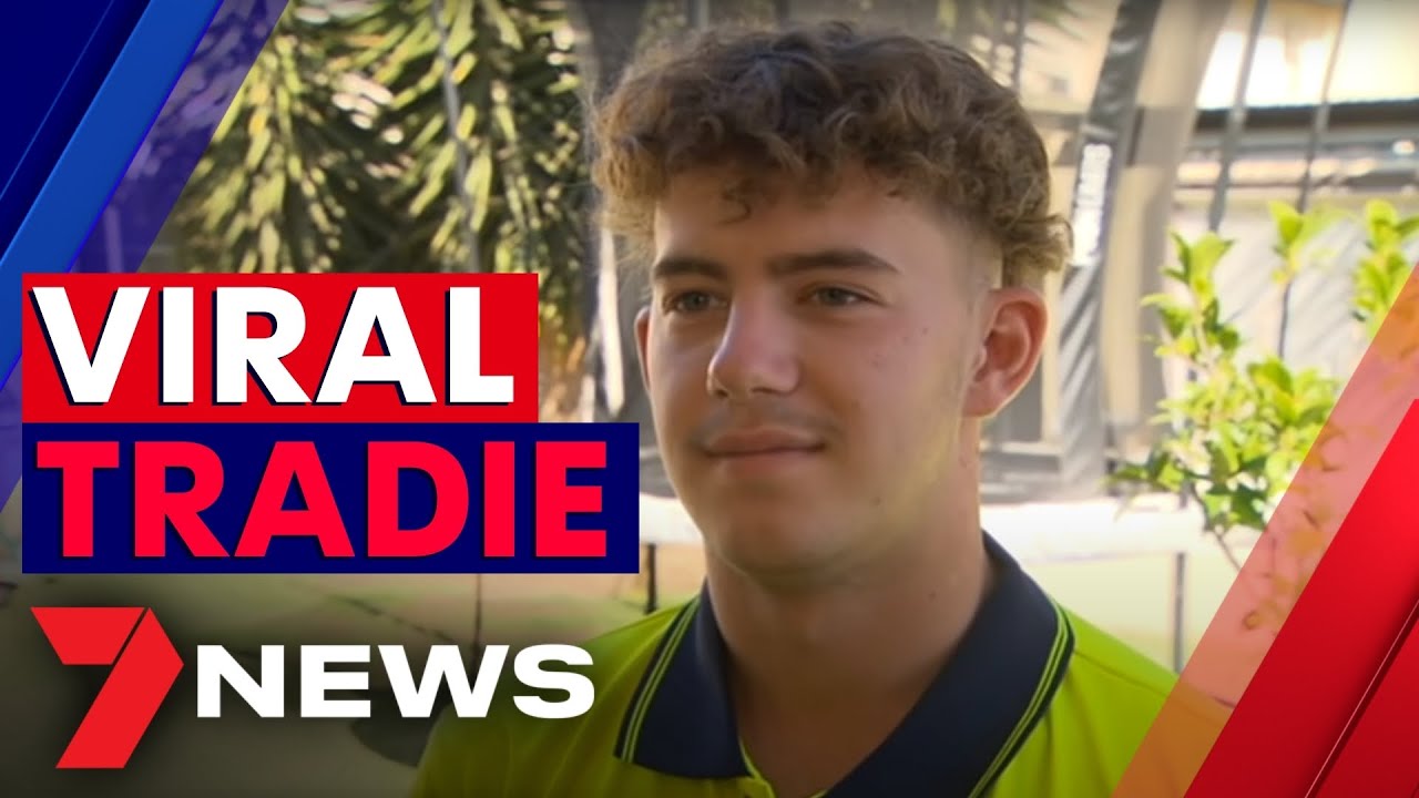 Young South Australian tradie who works with just a wheelbarrow goes viral | 7NEWS