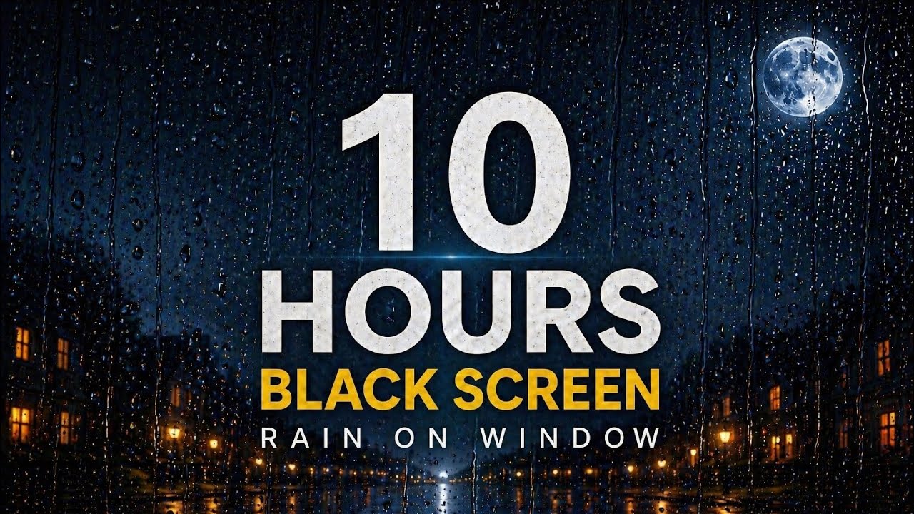 10 Hours Rain on Window Sounds 🌧️ Black Screen Sleep Aid