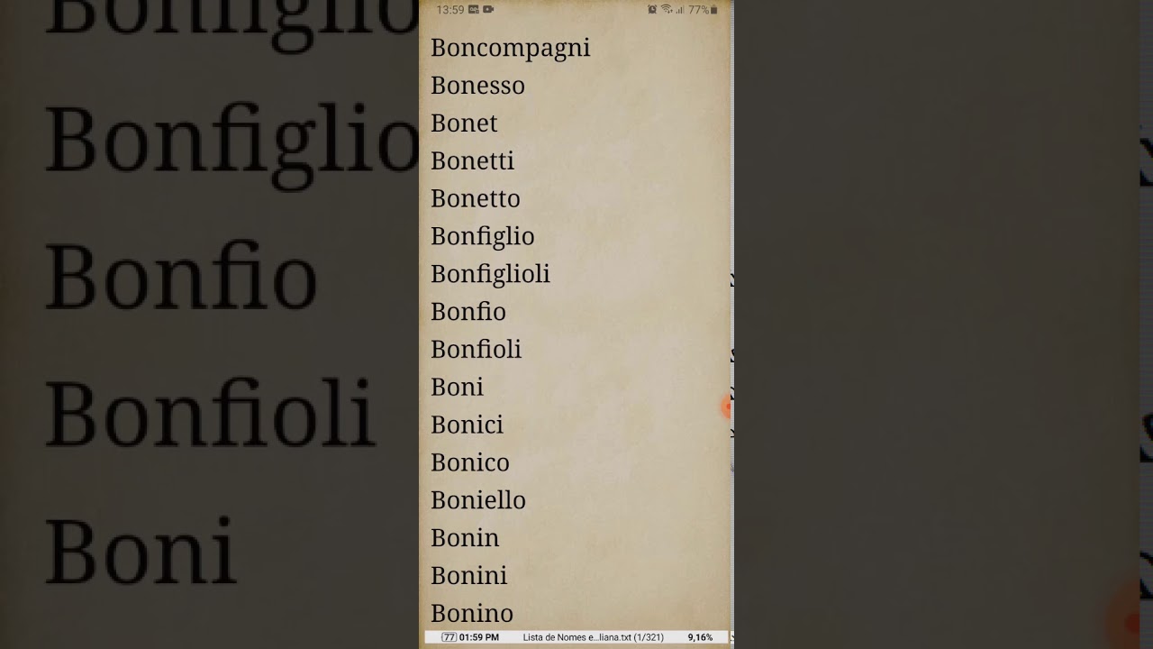 Lista de Nomes e Sobrenomes Existentes nas Regiões da Itália