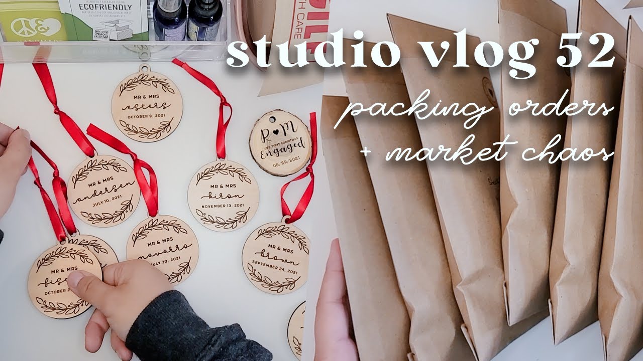 packing holiday orders, asmr + no-music segment, first market selling pots & chaos | studio vlog 52
