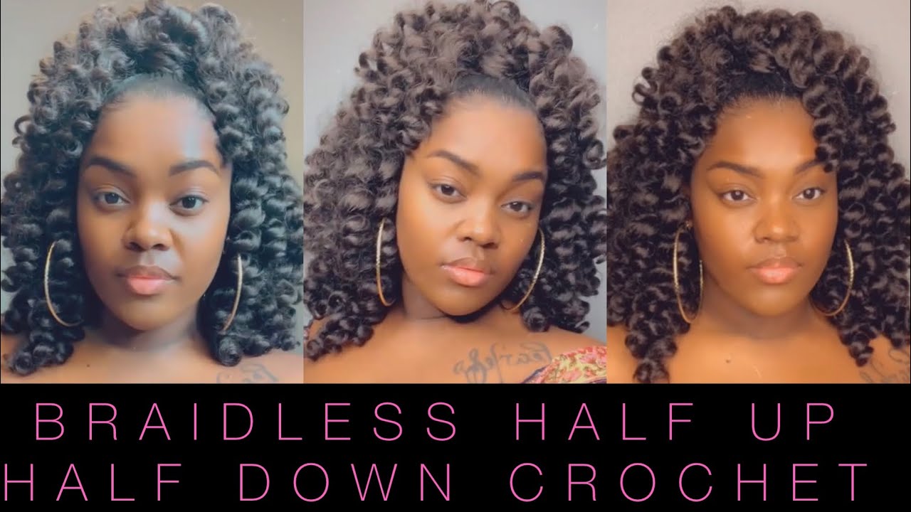 HOW TO: BRAIDLESS HALF UP HALF DOWN CROCHET HAIRSTYLE | CROCHET HAIRSTYLES | HAIR TUTORIAL