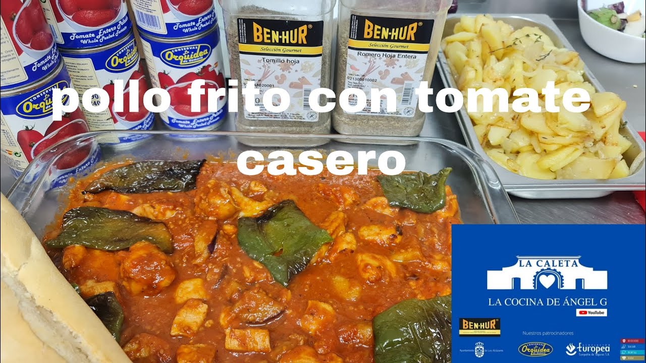 Pollo frito con tomate casero