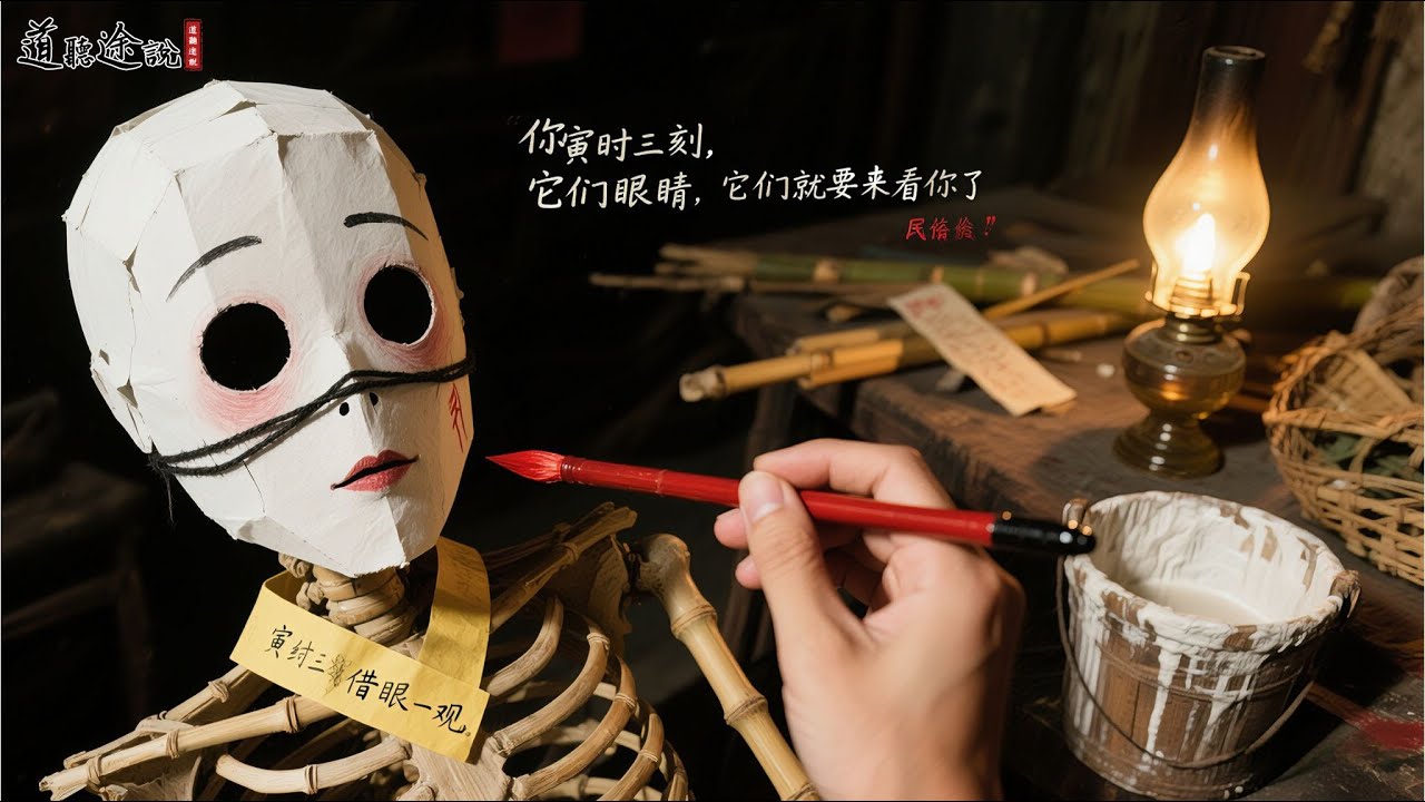 【民间故事：纸人点睛】我收到了纸人留下的字条：寅时三刻，借眼一观｜道听途说