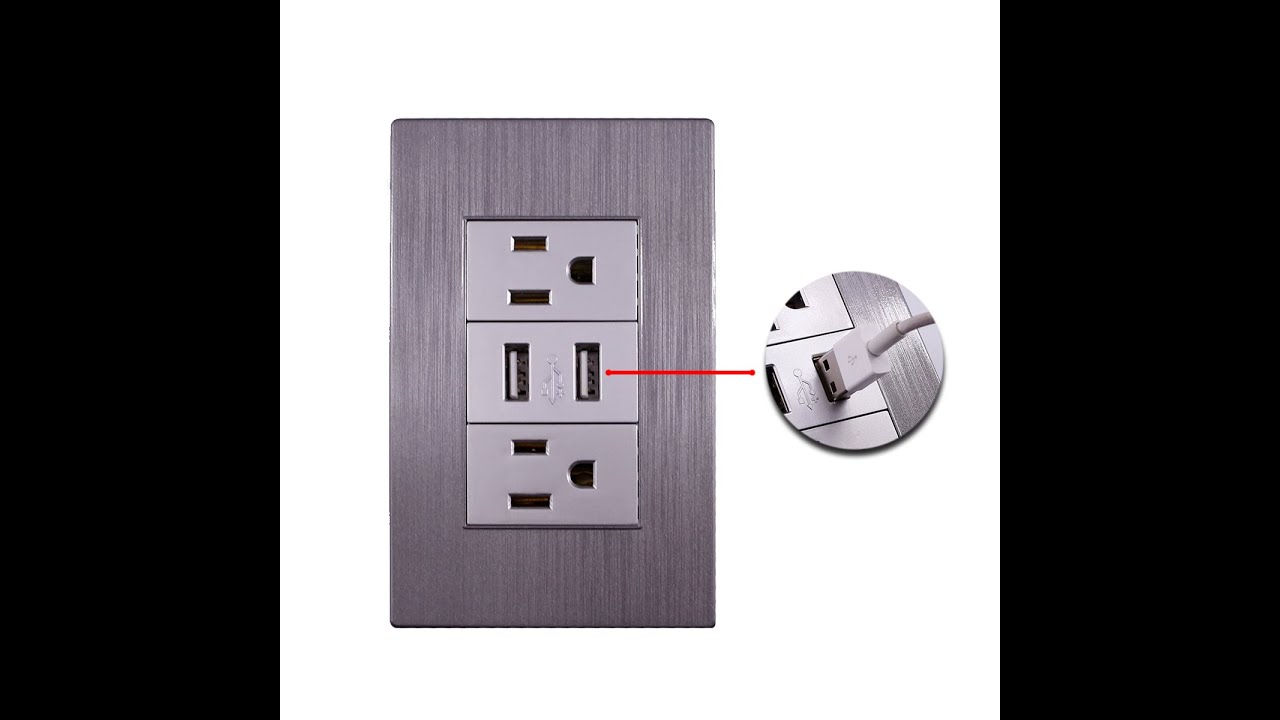 Contacto Placa Toma De Corriente Pared Conexi&oacute;n Usb Doble
