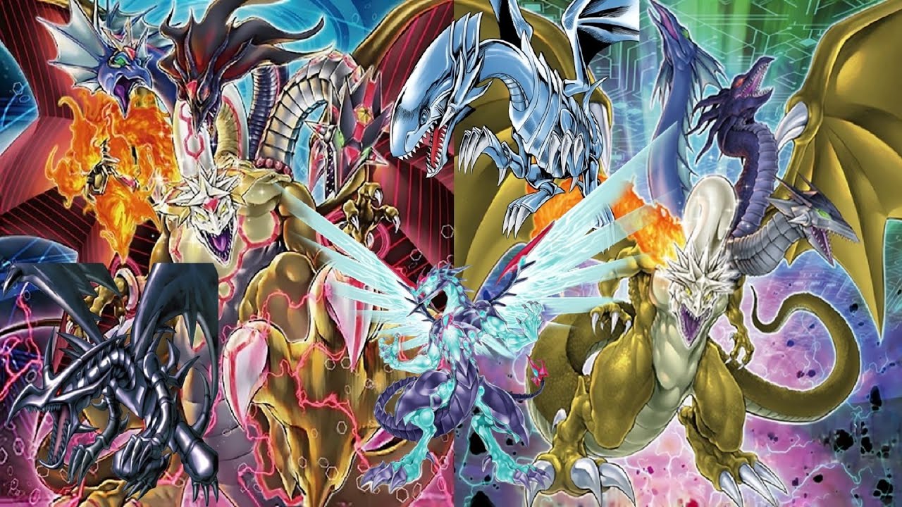 YuGiOh! LOTD Link Evolution - Fire Headed Dragons With Blue Red And Galaxy Eyes