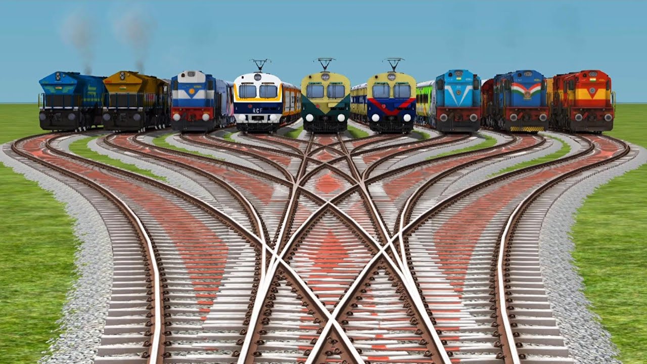 Passenger Sleeper Train Railroad Tracks || Indian Train Crossing Railroad 3d Daimond Games 👮