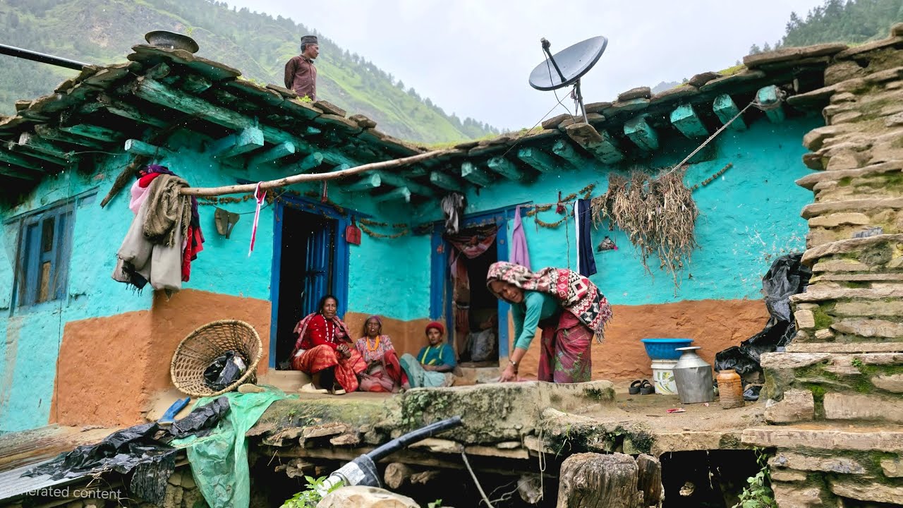This is Rural Himalayan Village Life | heavy rain in nepal mountain | village daily life documentary