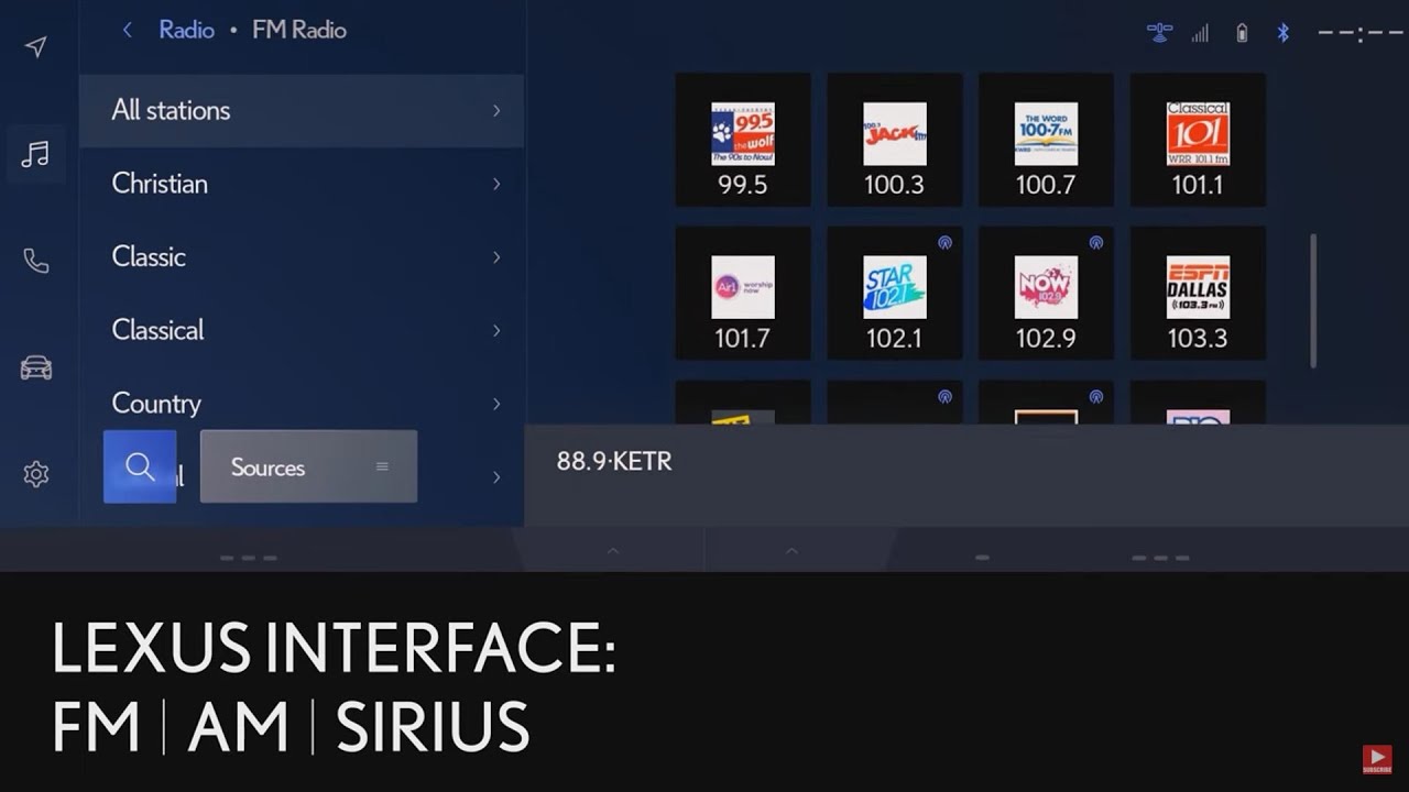Lexus Interface Multimedia System - FM, AM, and Sirius XM Radio Stations