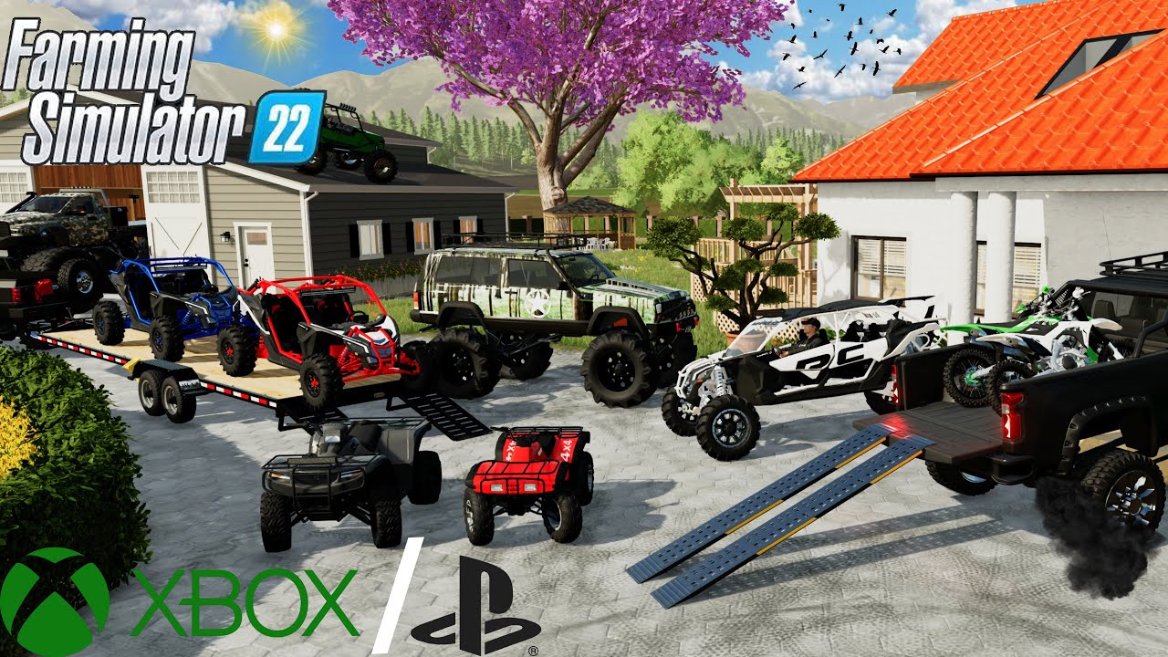 BUILDING A LUXURY MANSION ON CONSOLE!! (LIFTED TRUCKS + CAN-AMS) | FARMING SIMULATOR 22 PS5
