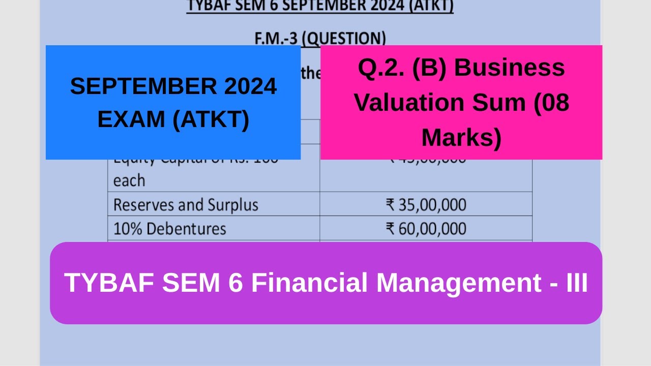 TYBAF SEM 6 Financial Management - III Sept 2024 [Q. 2 (B)] Business Valuation Sum