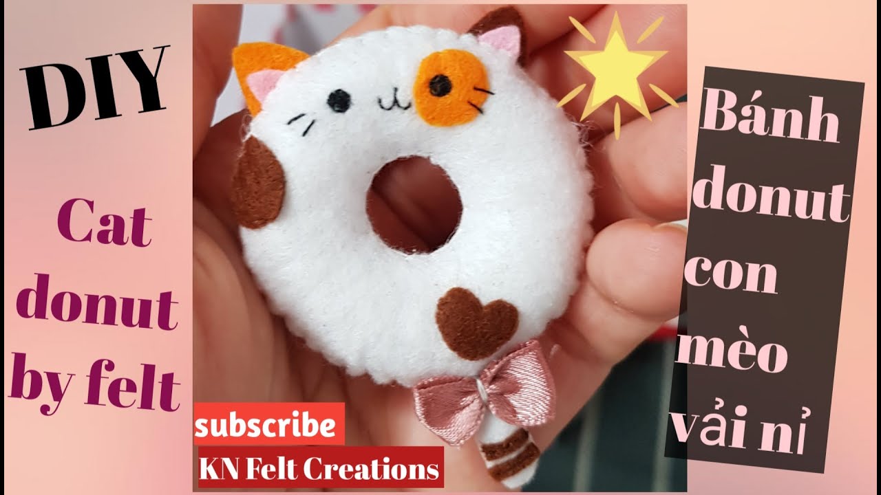 #cat #donut #feltcraft  DIY How To Make A Kitty Donut From Felt 🥨🥯🍑🍒 | Felt Creations
