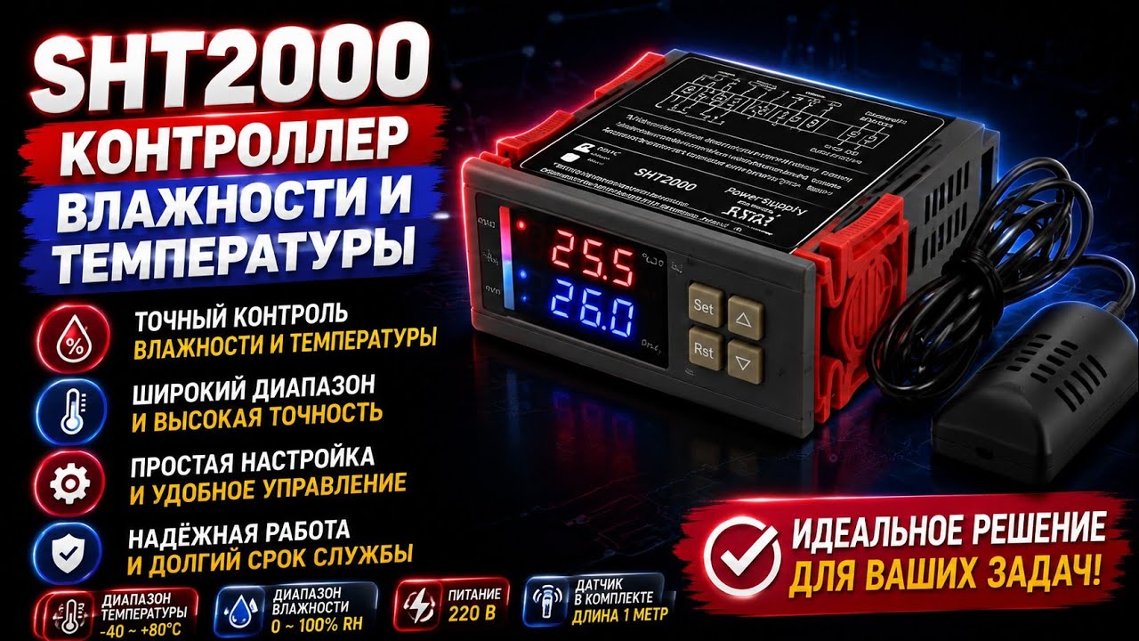 Контроллер влажности и температуры SHT2000 ОБЗОР НАСТРОЙКА ПОДКЛЮЧЕНИЕ