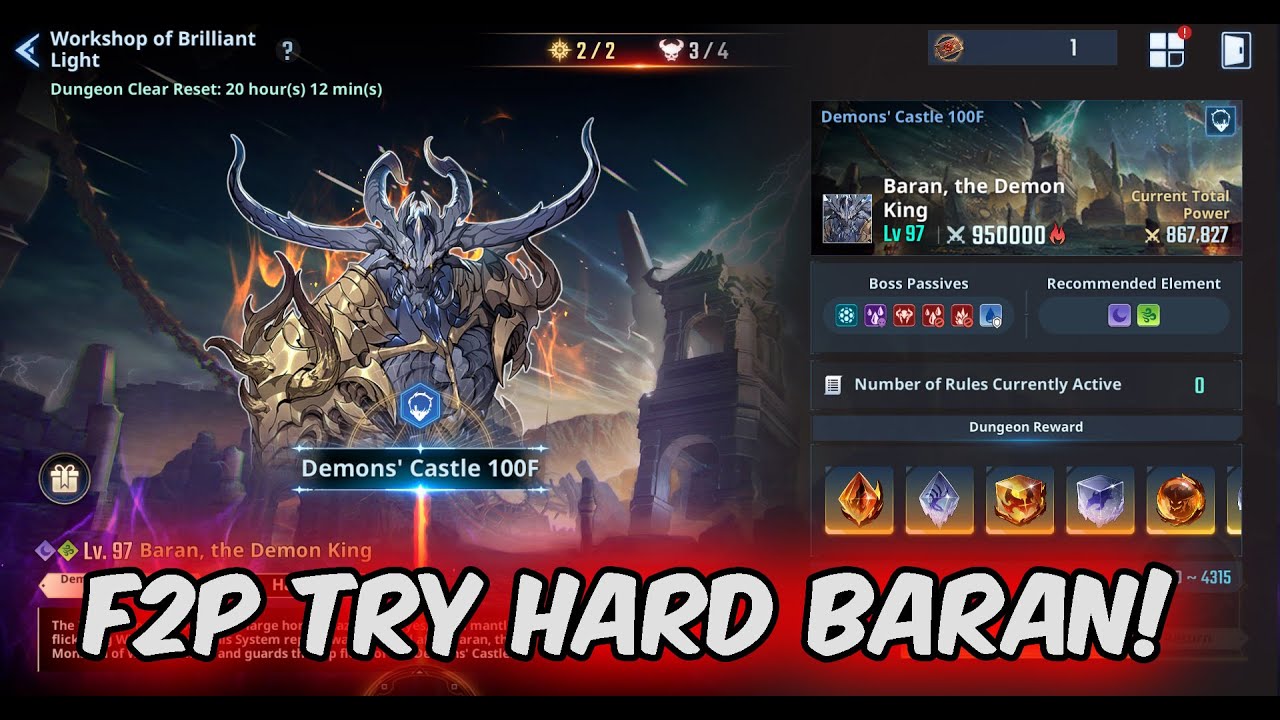 F2P TRY HARD WORKSHOP BRILLIANT OF LIGHT BARAN SOLO LEVELING ARISE
