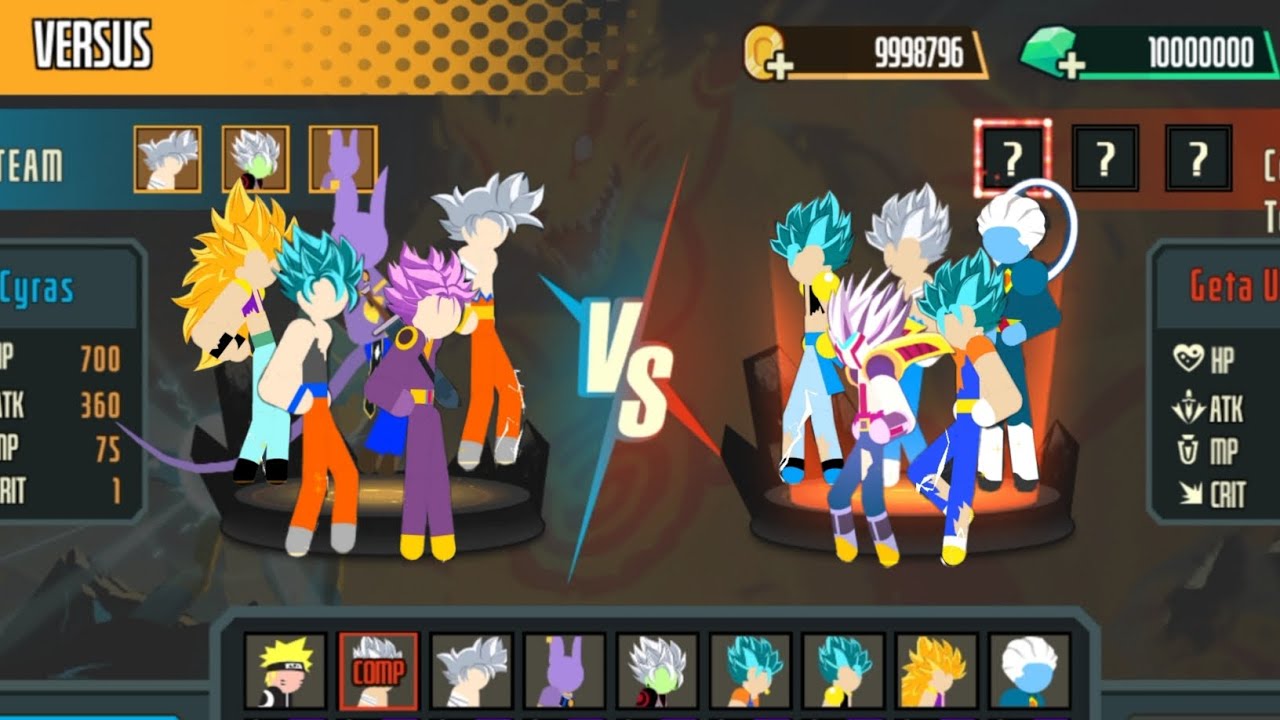 Stickman Dragon Fight of Goku, Vegeta, Gotenks, Whis, Beerus