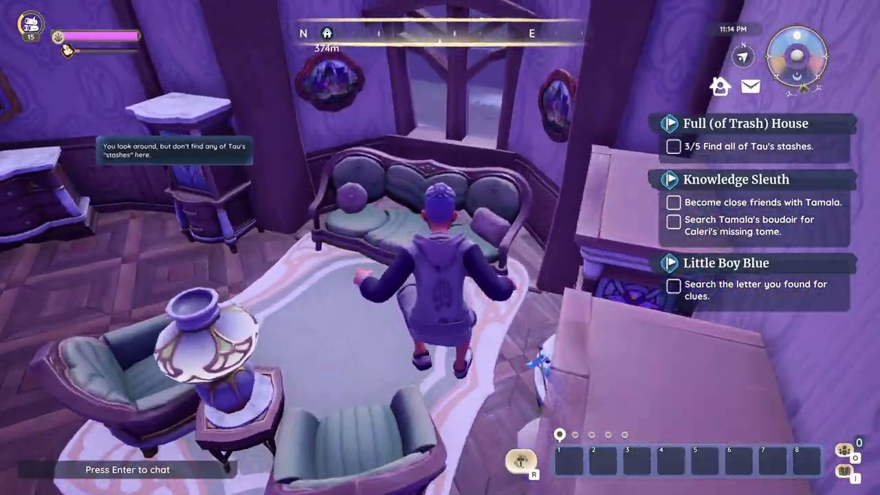 Find all of Tau's stashes, Quest Objective, Palia