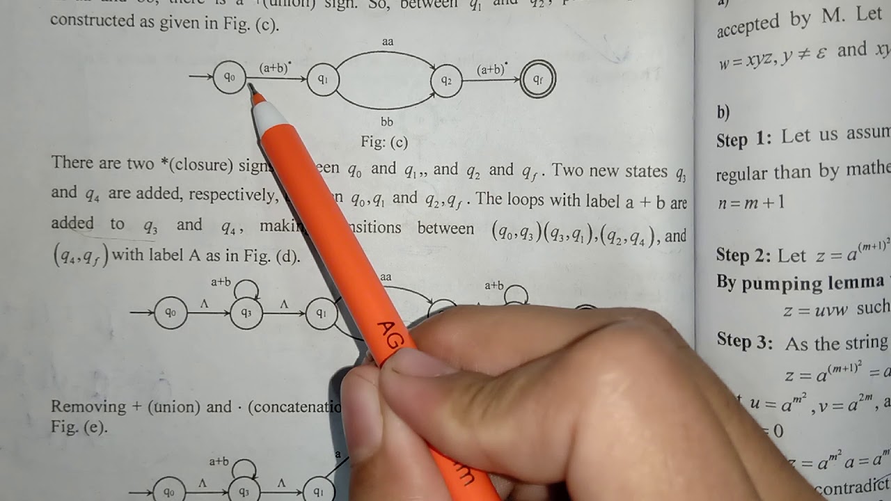 construct a finite automata (FA) equivalent to the Regular expression (a+b)*(aa+bb)(a+b)*