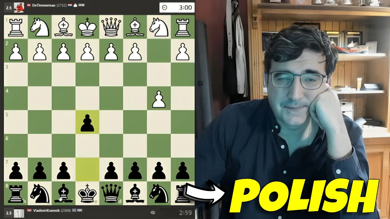 Kramnik faces the crazy 1.b4 Polish Opening