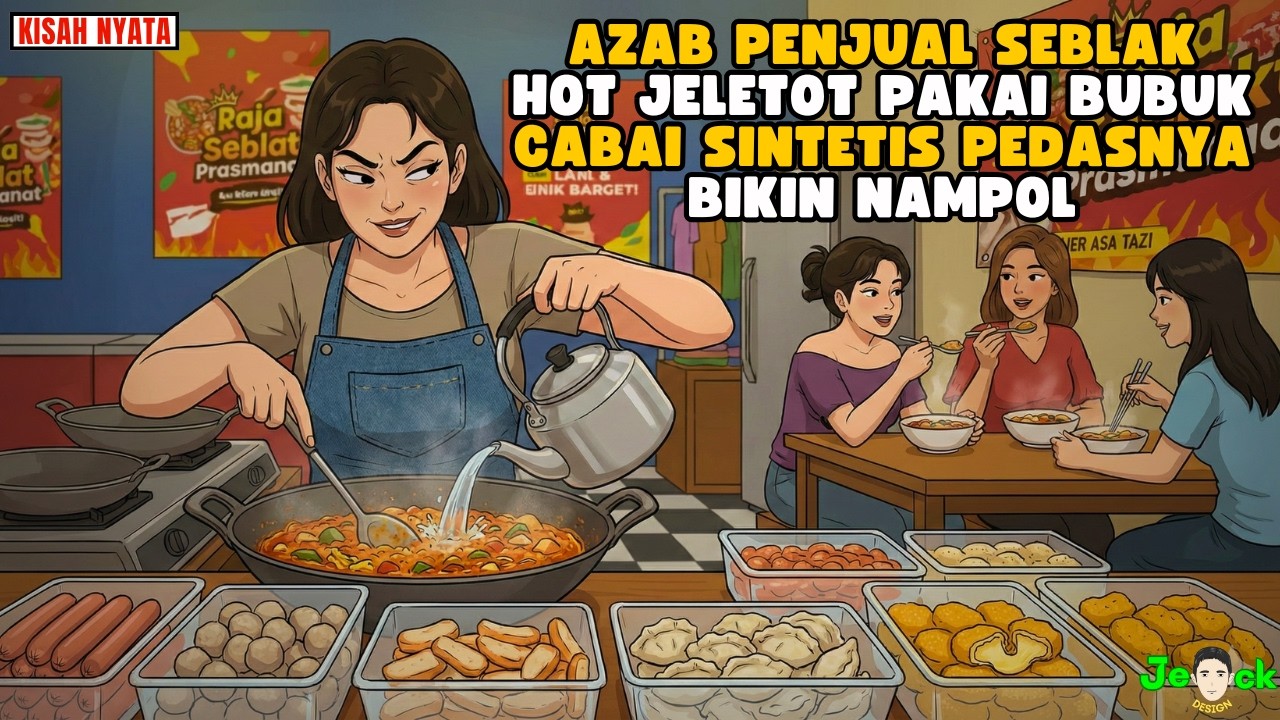 AZAB PENJUAL SEBLAK HOT JELETOT PAKAI BUBUK CABAI SINTETIS PEDASNYA BIKIN NAMPOL || ANIMASI AZAB