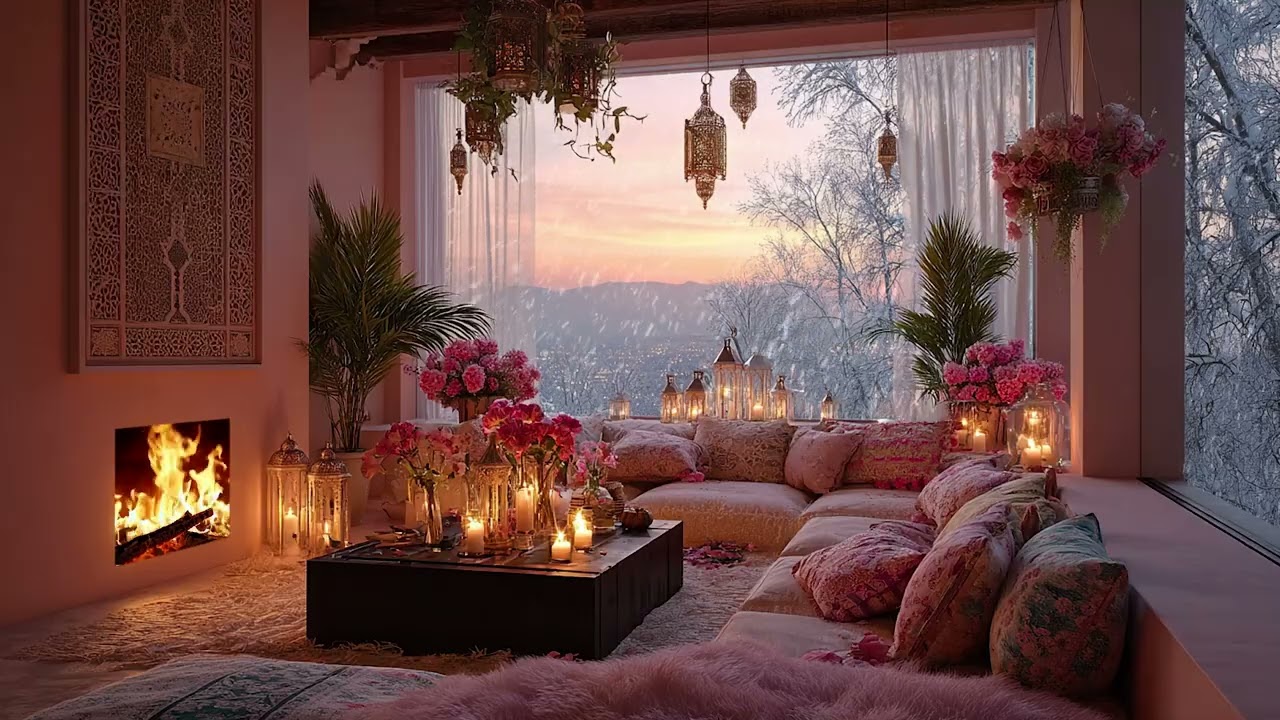 Blizzard Wind Outside and Crackling Fireplace Inside for Calm Sleep, Focus, and Anxiety Relief