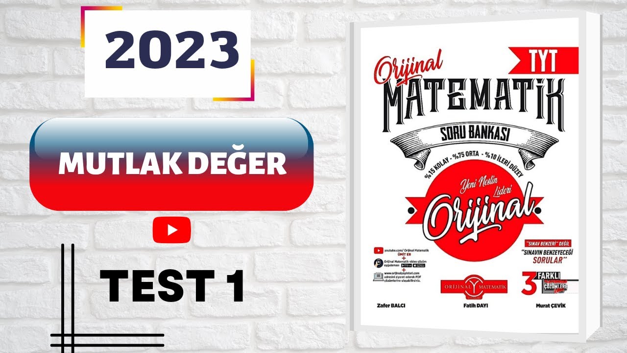 #orijinaltytmatematik(2023)ORİJİNAL MATEMATİK TYT ÇÖZÜMLERİ MUTLAK DEĞER  TEST 1