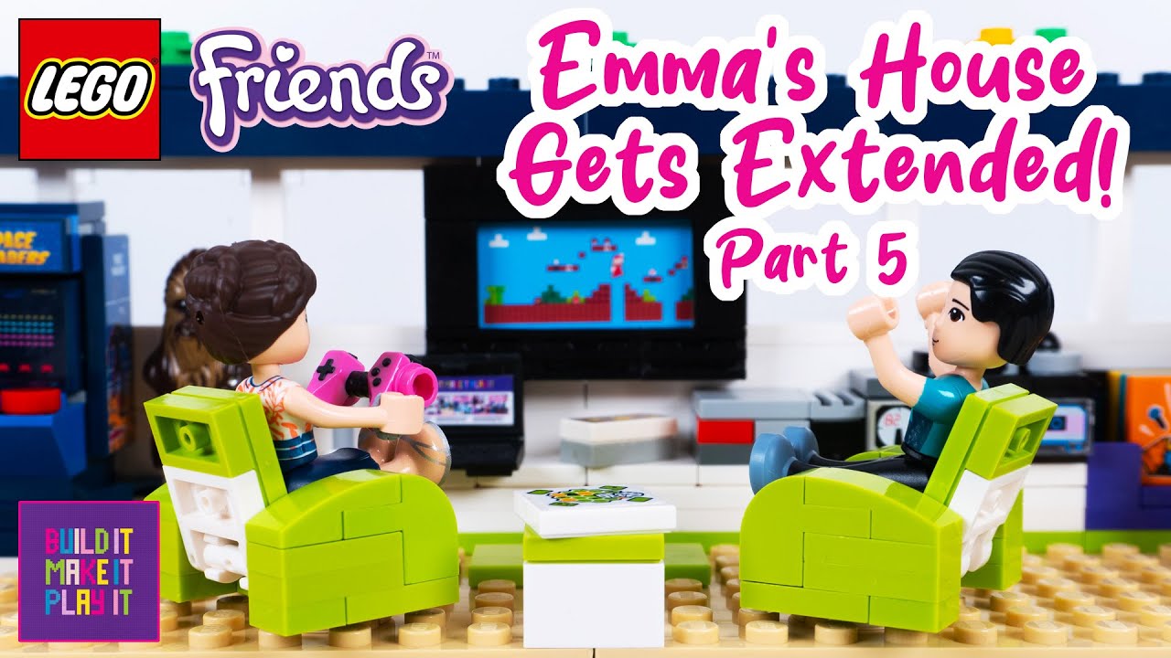 Lego Emma's House Gets Extended! Part 5 - Retro Gaming Room Lego House Build, Renovation & DIY Craft