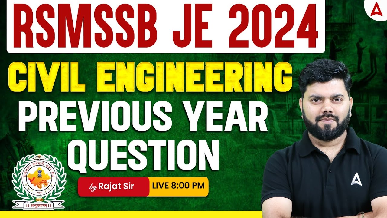 RSMSSB JEN 2024 | RSMSSB JE Civil Engineering Previous Year Question Paper | By Rajat Sir