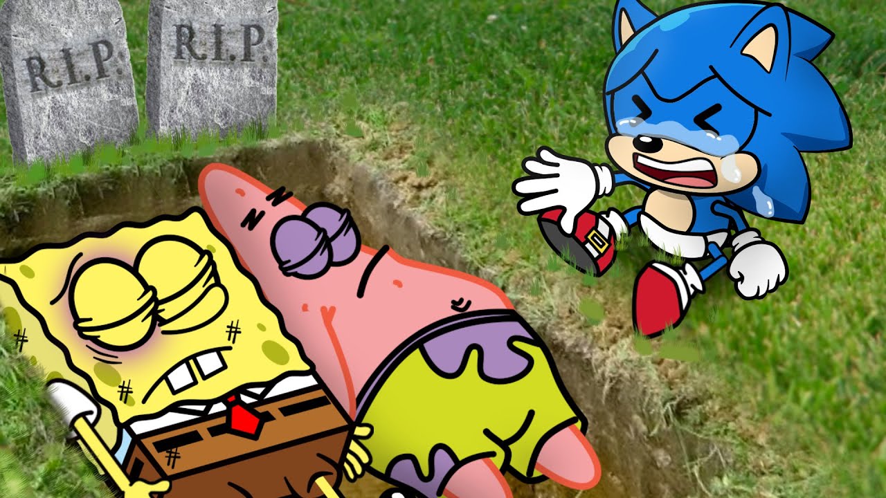 R.I.P All - Baby Sonic Say Goodbye Spongebob and Patrick | Sonic in Real Life | Sad Animation
