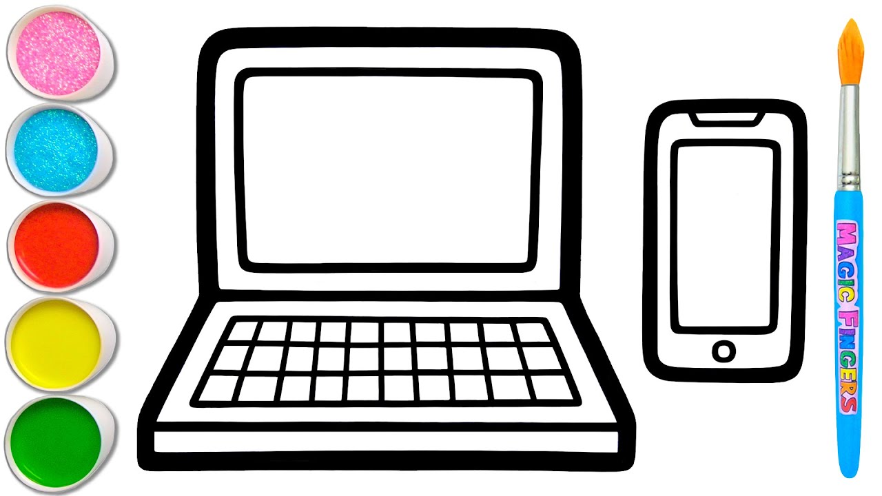Rysowanie i kolorowanie laptopa i smartfona dla dzieci 💻📱 Łatwy pokaz rysunkowy&nbsp;#378