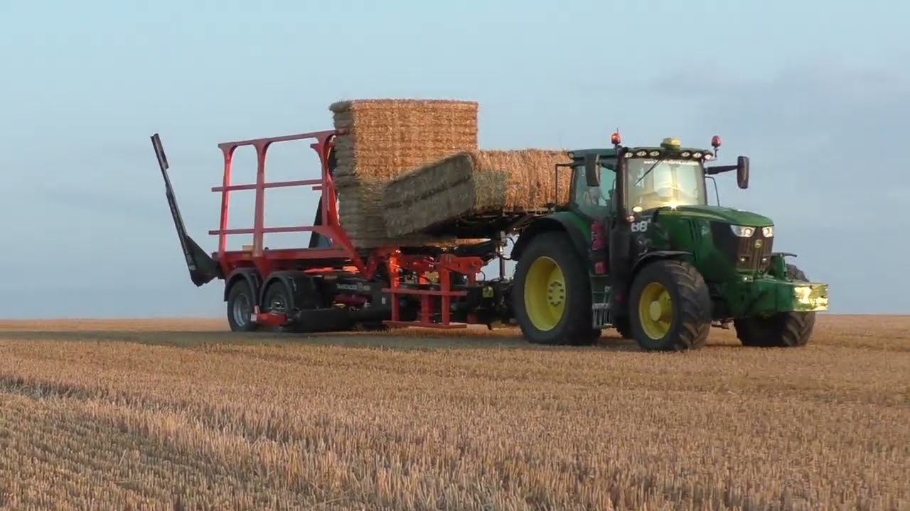Bale Chasing with John Deere 6195R & Big Bale Transtacker