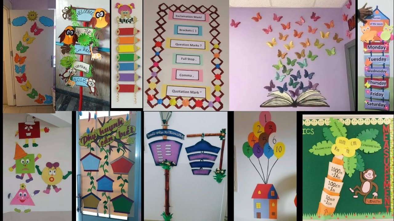Simple, easy and beautiful classroom wall, and school wall decoration ideas, door decoration,