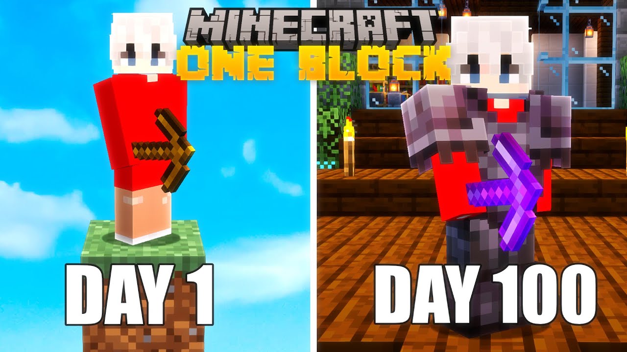 I Survived 100 Days on ONE BLOCK in Hardcore Minecraft