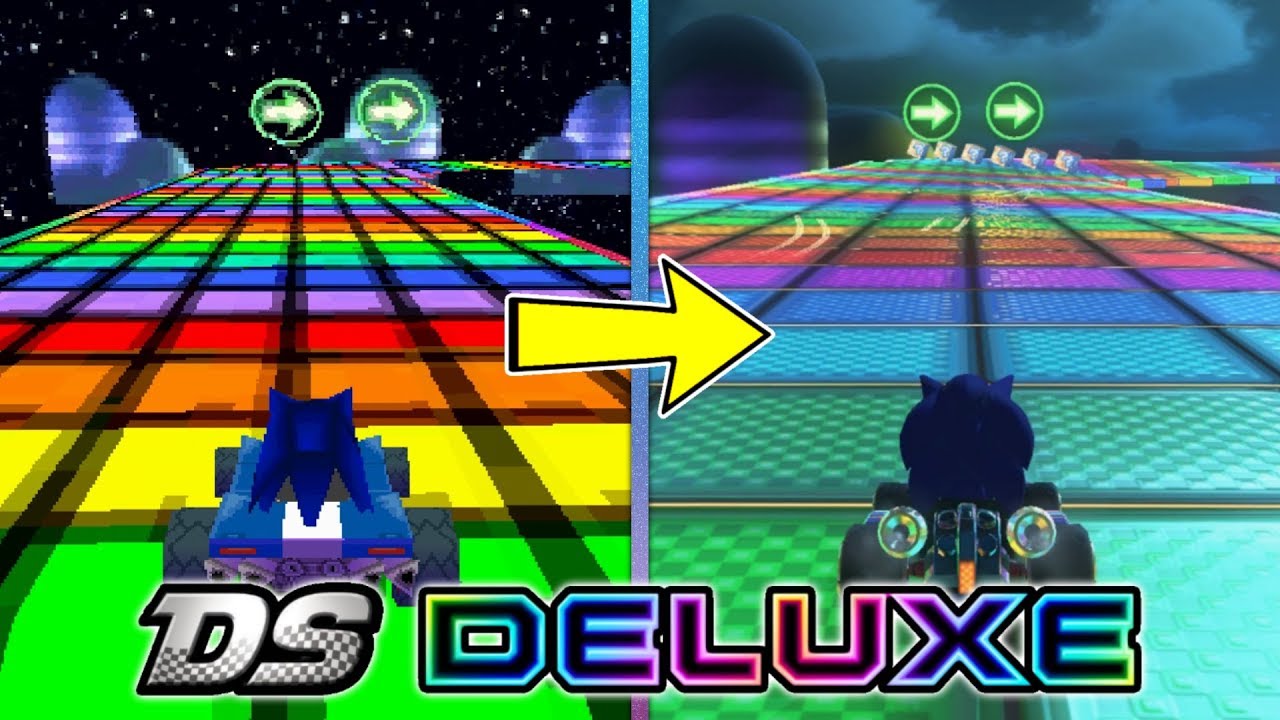 Rainbow Road Mash Up Comparison (Custom Track) - Mario Kart Ds Deluxe