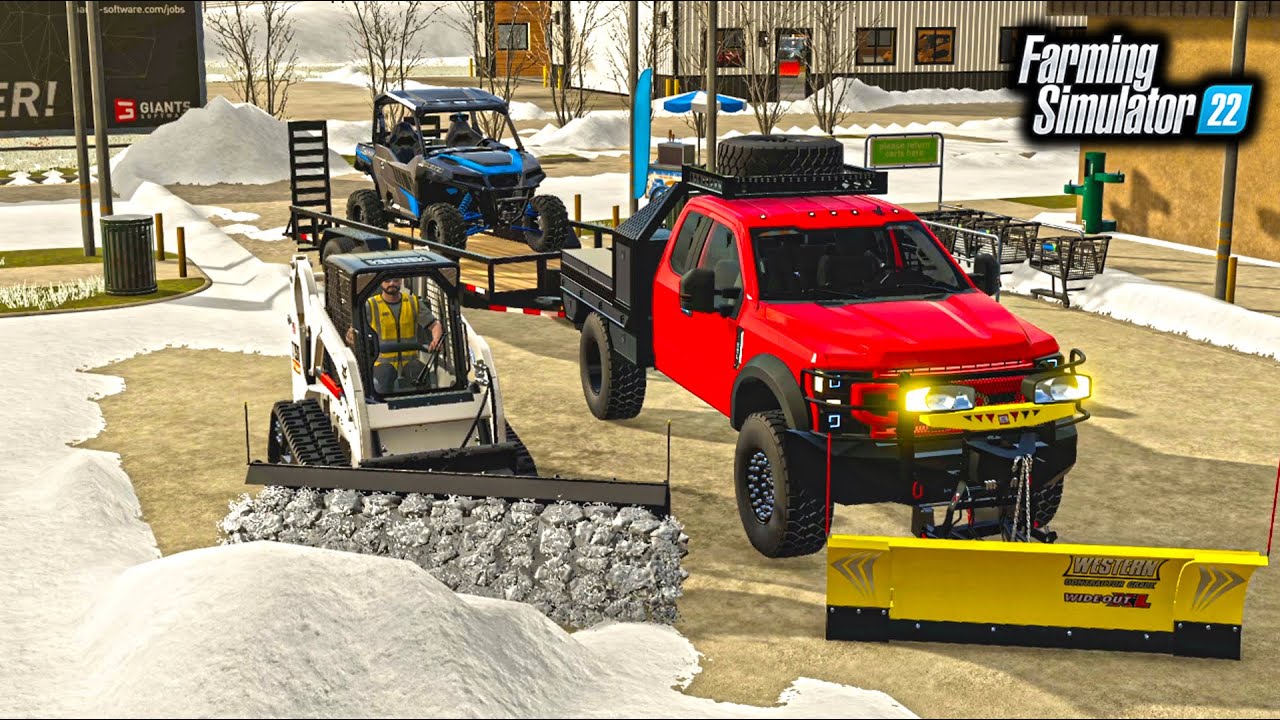 FS22: MASSIVE BLIZZARD! SNOWPLOWING WITH NEW TRUCKS + SKID STEER! ($10,000,000 SETUP)