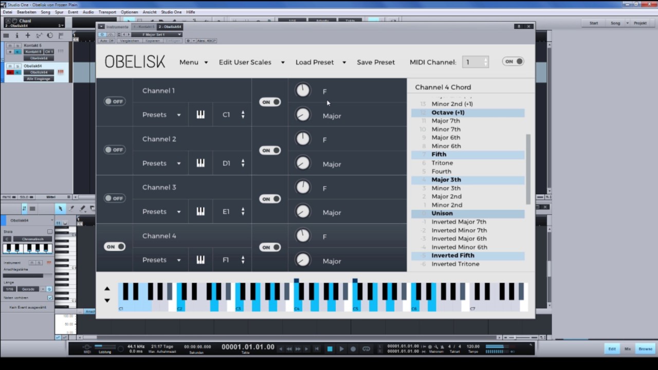 Searching for Chords / Akkorde mit Obelisk (Plugin von Frozen Plain)
