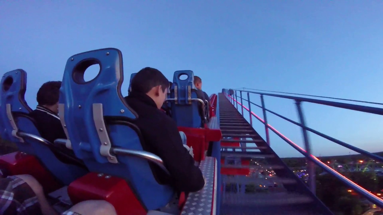 Superman The Ride POV Six Flags New England at night last ride!