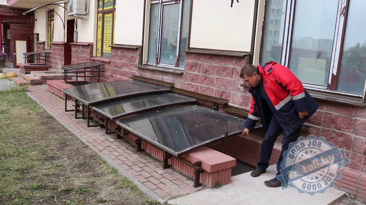 Трехсекционный откатной навес