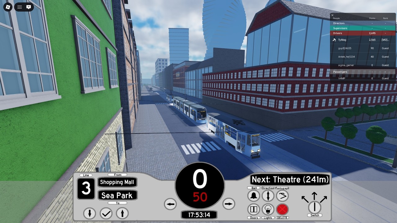 Roblox | Tramston Light Rail | Line 2 | Tv Tower - Shopping Mall