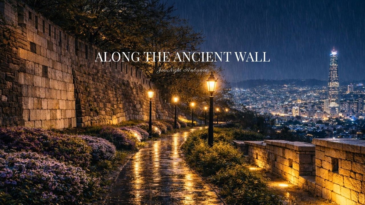 Rain for Sleep | Naksan Park Fortress Wall Night Rain (8 Hours)